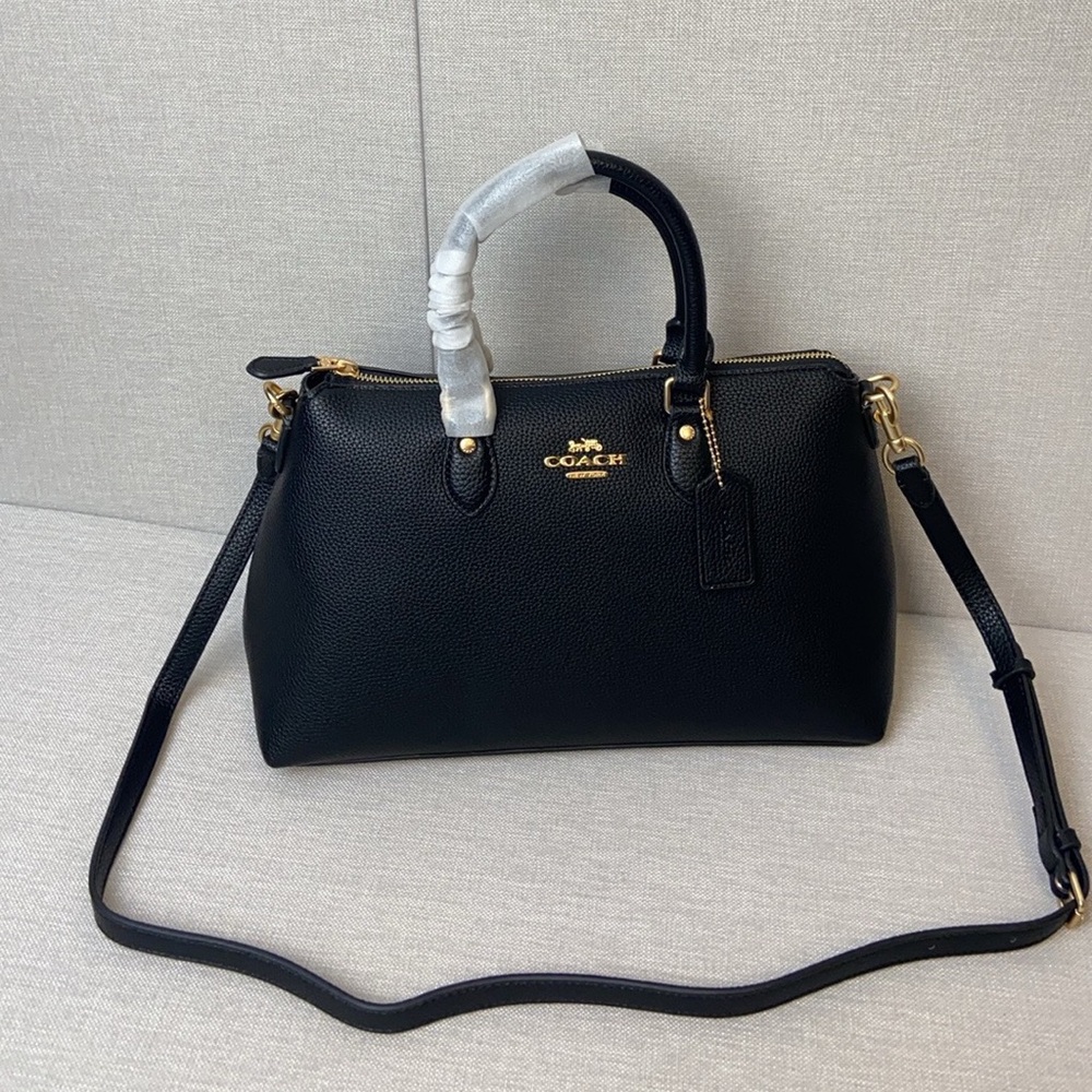 Coach Black Pebbled Leather Satchel with Gold Hardware